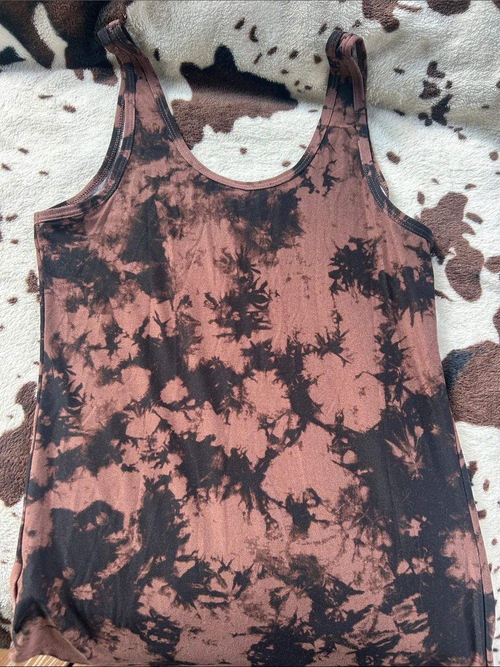 No Boundaries Brown and Black Tie-Dye Scoop Tank